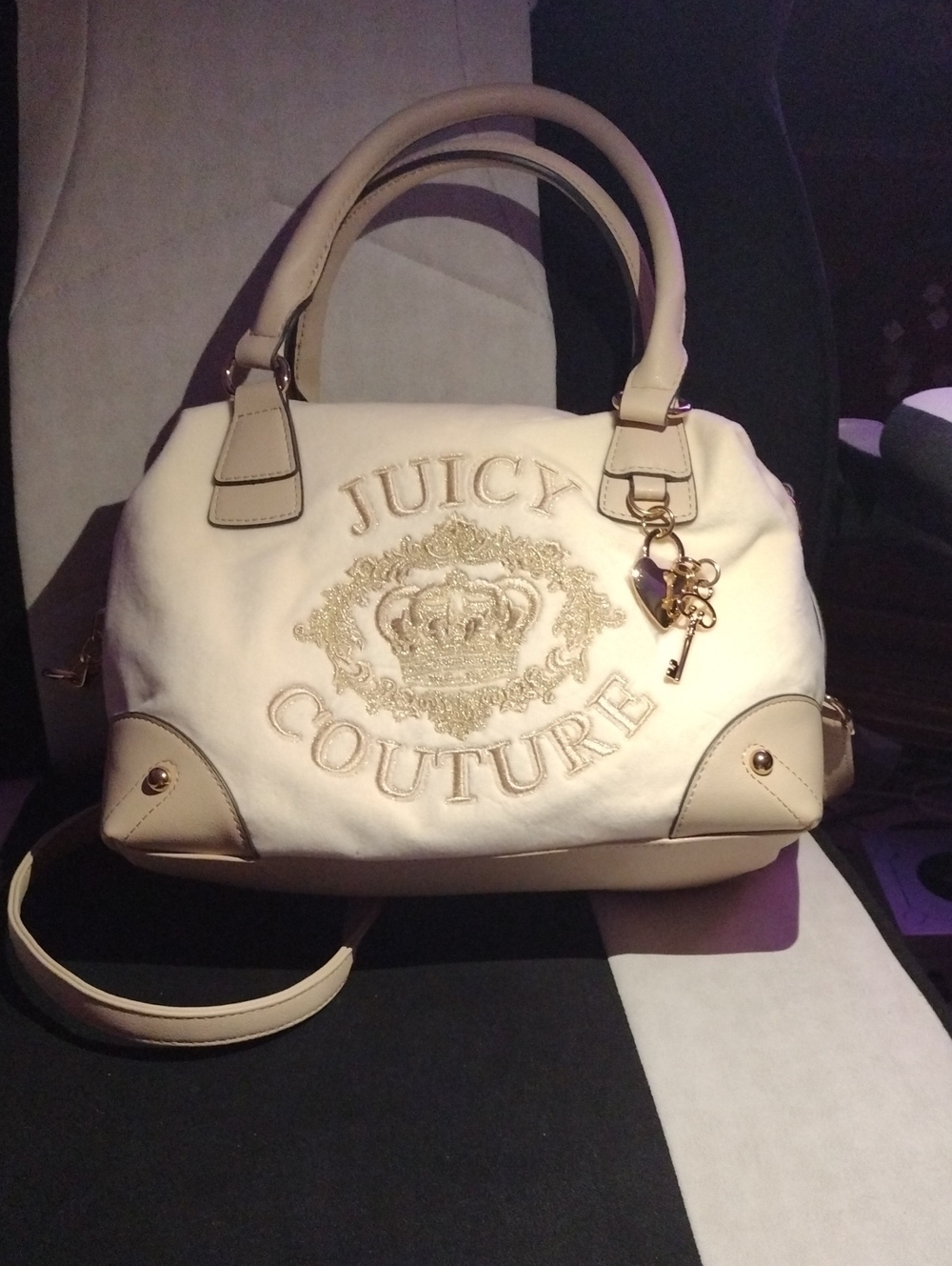 Juicy Couture Cream Embroidered Logo purse with Charm